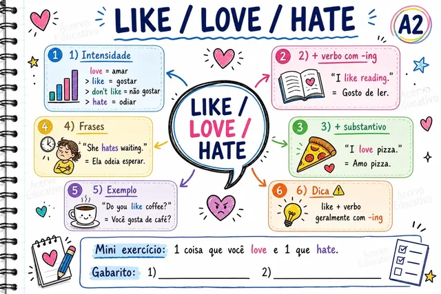 Mapa mental de like, love e hate